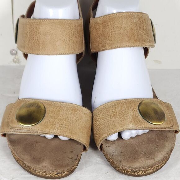 Taos Women’s Carousel 2 EU41 US 10-10,5 Tan Leather Wedge Strappy Sandal Shoes - Picture 6 of 16